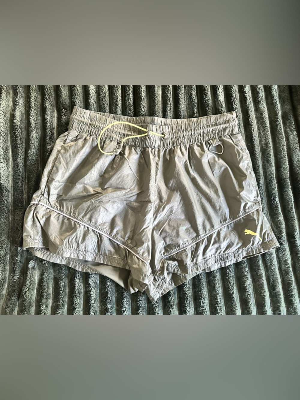 Puma Green Athletic Shorts with Drawcord